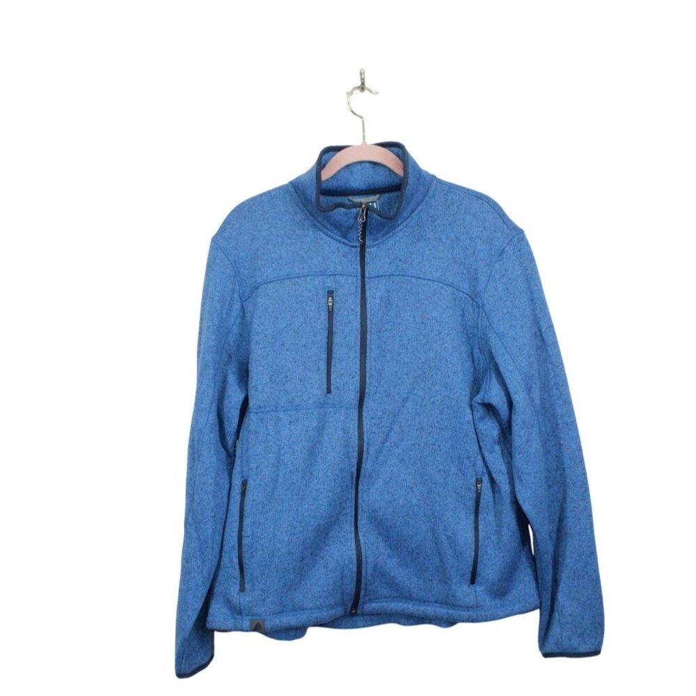 LL Bean Sweater Fleece Full Zip Jacket Blue Size XL